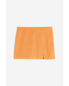 Linen-blend Mini Skirt Orange