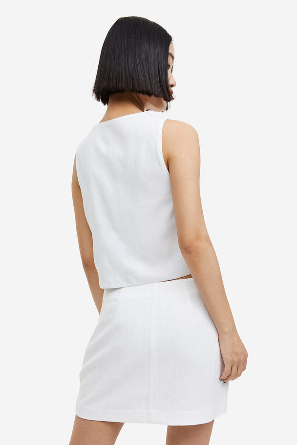 H&M Minirock aus Leinenmischung Weiß