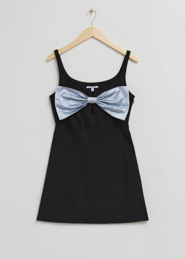 & Other Stories Big Bow-detailed Mini Dress Black
