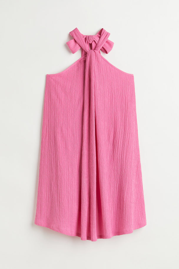 H&M Crinkled Halterneck Dress Pink