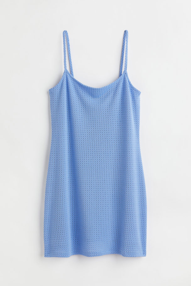 H&M Crochet-look Jersey Dress Blue