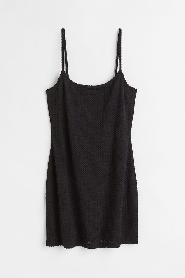 H&M Crochet-look Jersey Dress Black