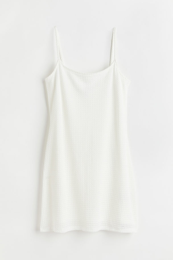 H&M Crochet-look Jersey Dress White