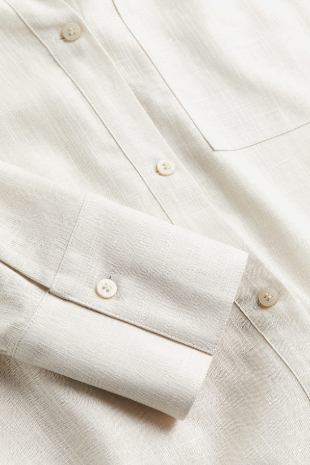 H&M Linen-blend Shirt Light Beige