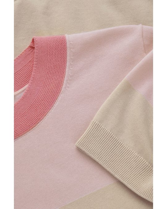 COS Short-sleeved Knitted Tee Pink / Beige