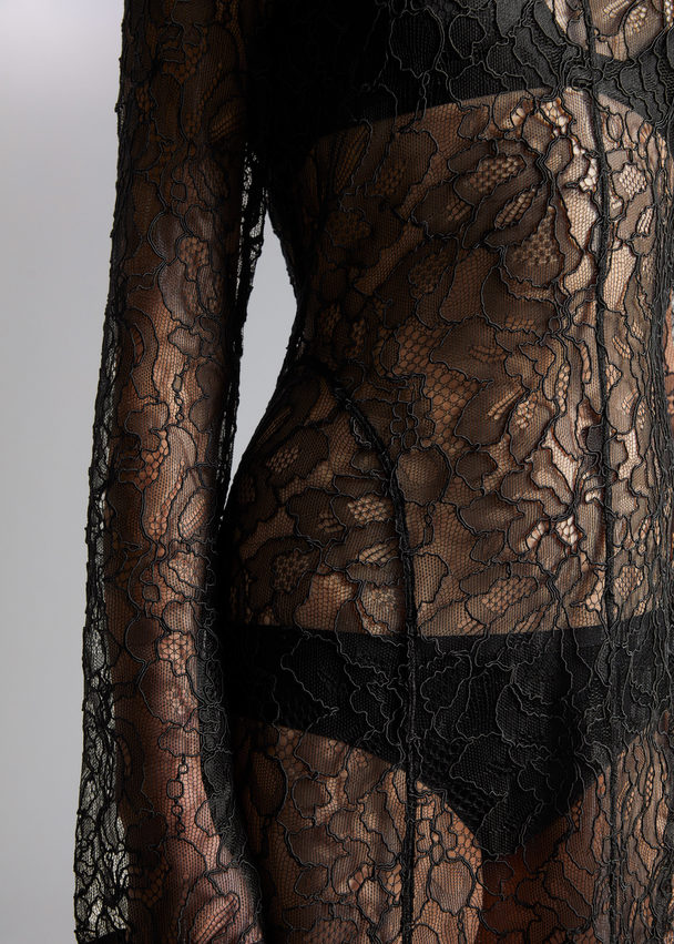 & Other Stories Lace Maxi Dress Black