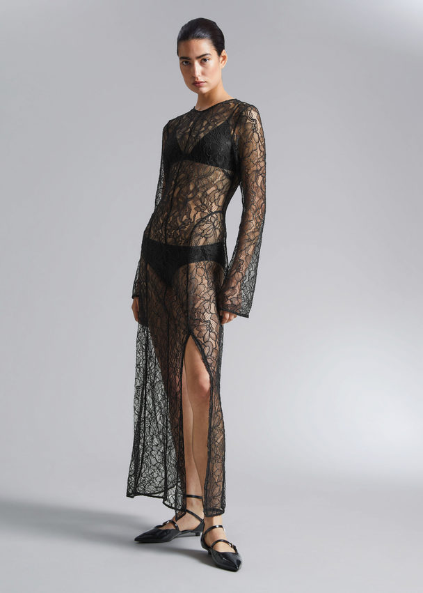 & Other Stories Lace Maxi Dress Black