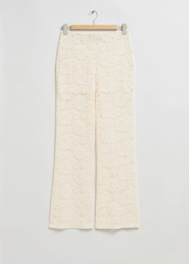 & Other Stories Floral Lace Trousers Cream Floral