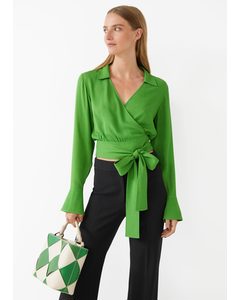 Belted Wrap Top Green