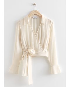 Belted Wrap Top White