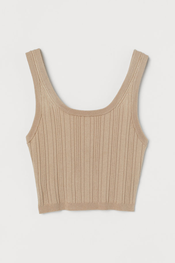 H&M Ribbed Cropped Top Beige