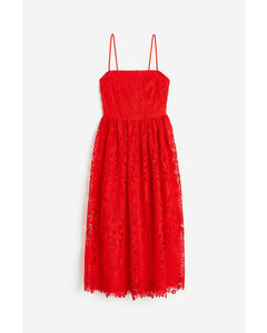 Lace Bandeau Dress Red