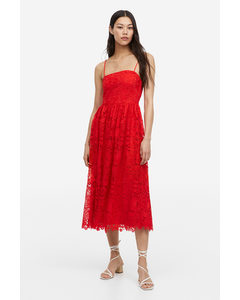 Bandeau-Kleid aus Spitze Rot