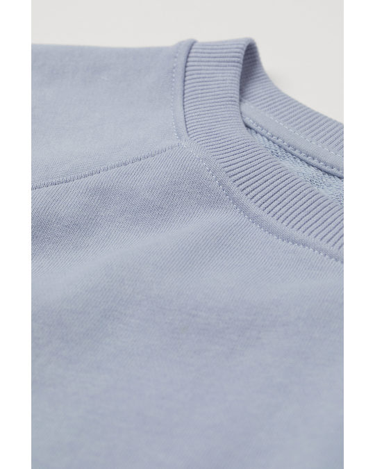 H&M H&m+ Short-sleeved Sweatshirt Light Blue