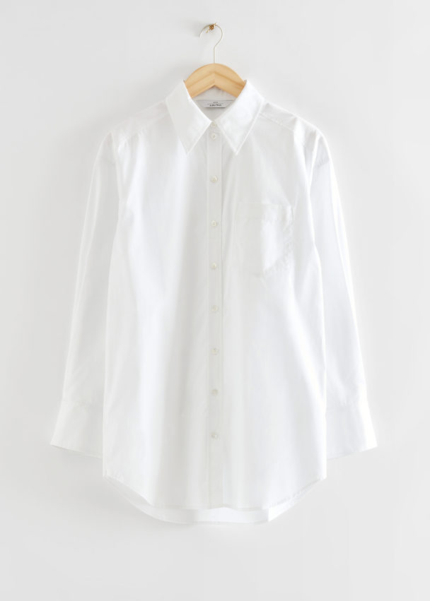 & Other Stories Oversized Button Sleeve Shirt White
