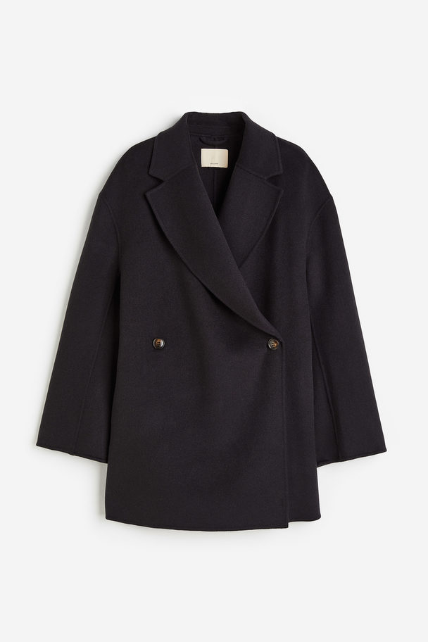 H&M Zweireihiger Mantel aus Wollmix Softschwarz