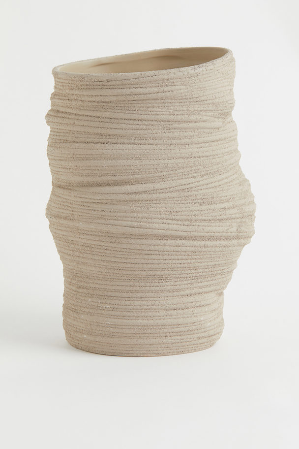 H&M HOME Asymmetrische Vase aus Steingut Hellbeige