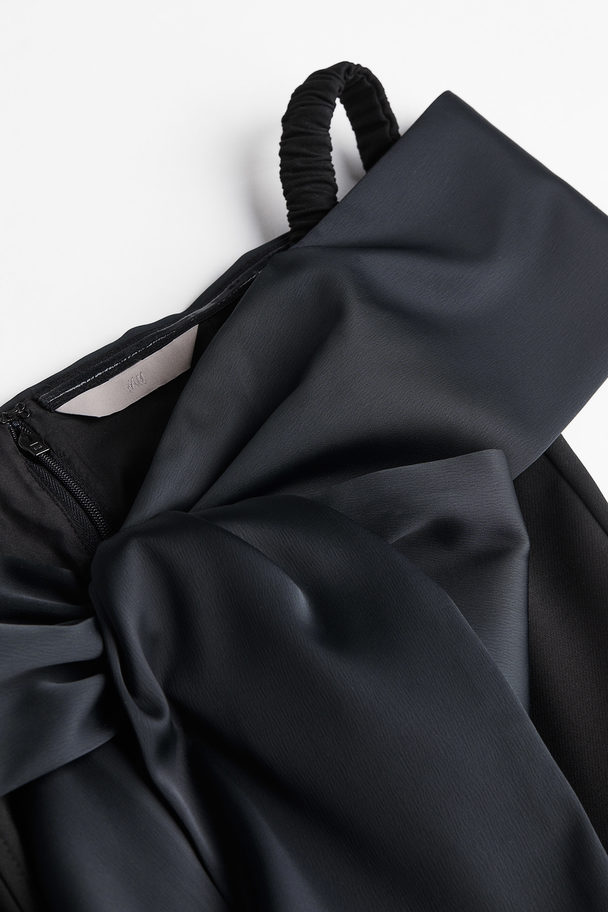 H&M Bow-detail Off-the-shoulder Dress Black