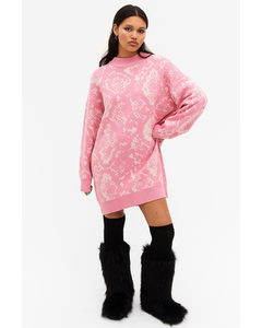 Soft Oversized Knit Dress Pink Snake