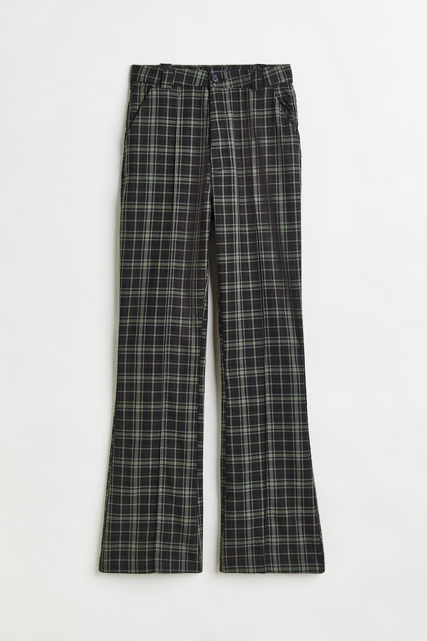 H&M Flared Tailored Trousers Black/checked