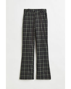 Flared Tailored Trousers Black/checked