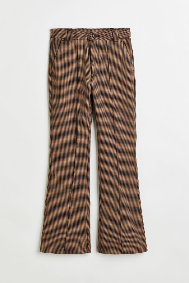 H&M Flared Tailored Trousers Brown/checked
