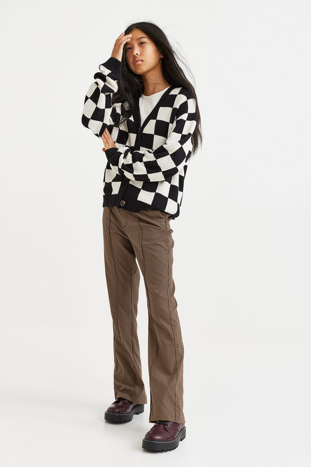 H&M Flared Tailored Trousers Brown/checked