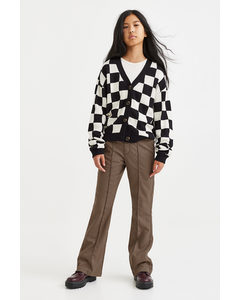 Flared Tailored Trousers Brown/checked