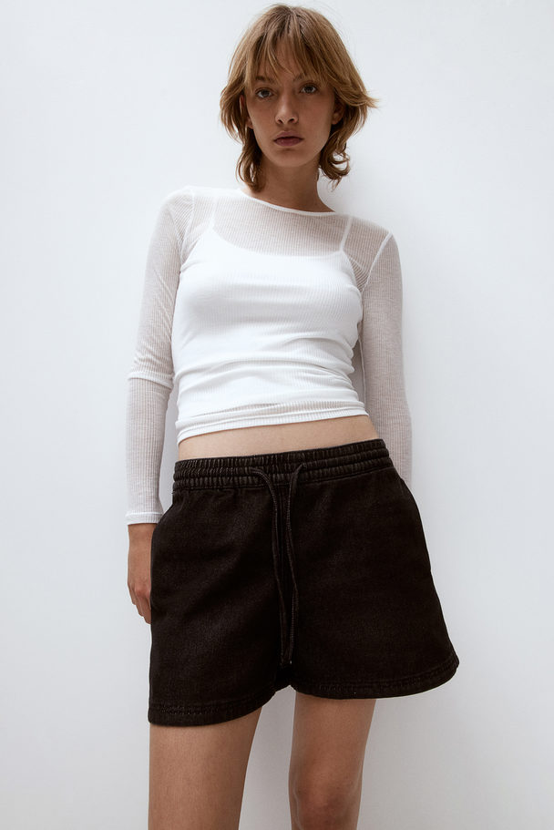H&M Denim Pull-on Shorts Black