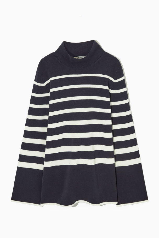COS High-neck Striped Knitted Jumper Navy / White