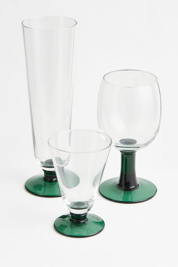 H&M HOME Hohes Glas mit Fuß Dunkelgrün