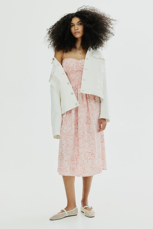 H&M Smock-topped Dress Light Pink/patterned