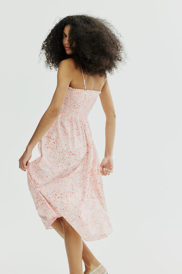 H&M Smock-topped Dress Light Pink/patterned