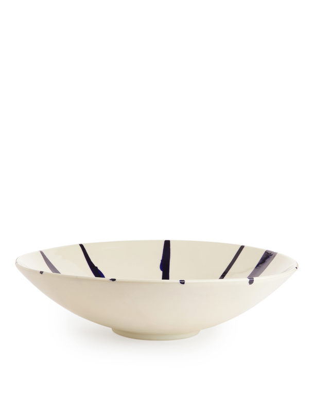 ARKET Stoneware Bowl 42 Cm White/blue