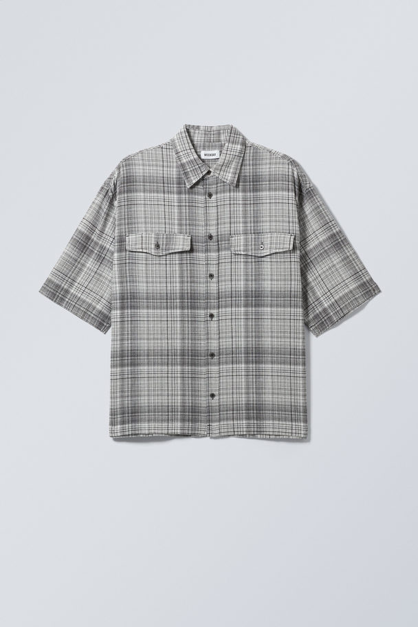 Weekday Oversized Checked Short Sleeve Shirt Black Check