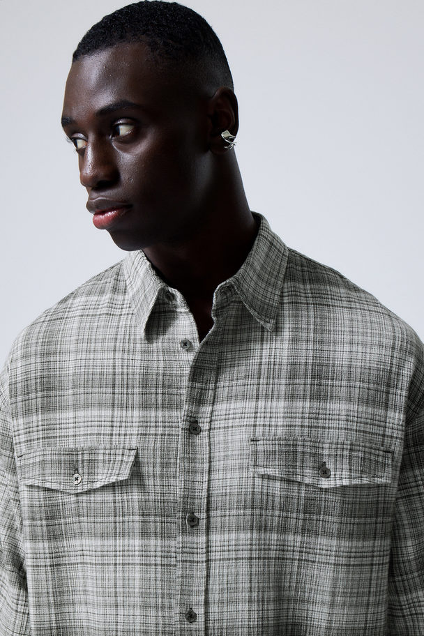 Weekday Oversized Checked Short Sleeve Shirt Black Check