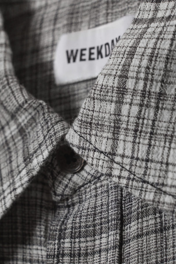 Weekday Oversized Checked Short Sleeve Shirt Black Check