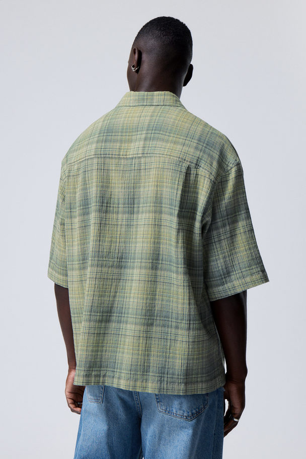 Weekday Oversized Geruit Overhemd Met Korte Mouwen Oudgroen Geruit