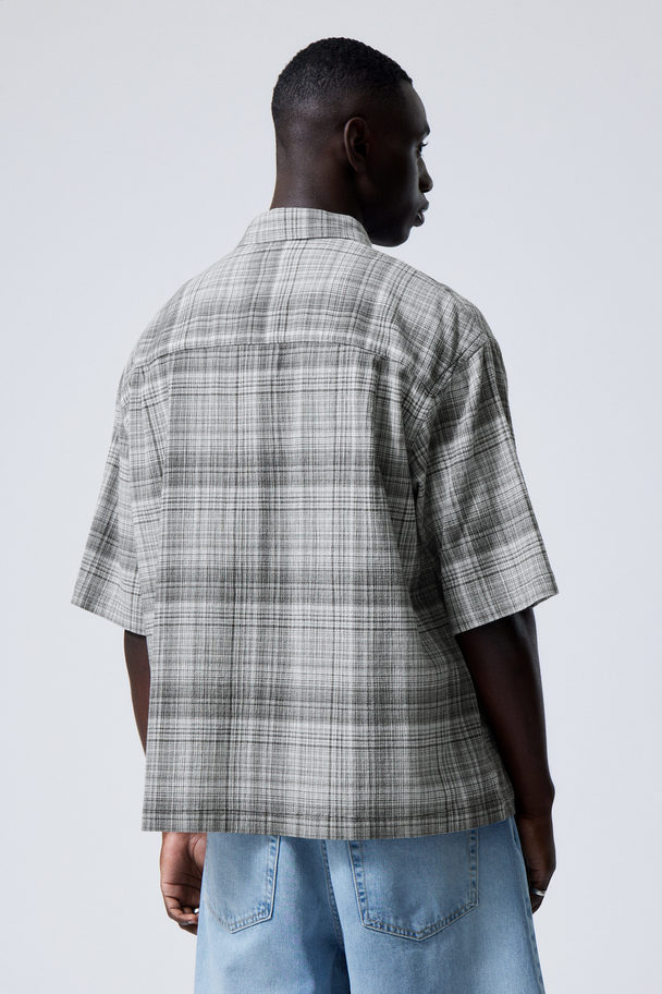 Weekday Oversized Checked Short Sleeve Shirt Black Check