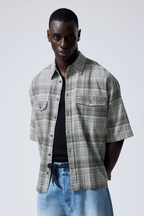 Weekday Oversized Checked Short Sleeve Shirt Black Check