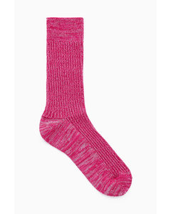 Marl-knit Socks Pink