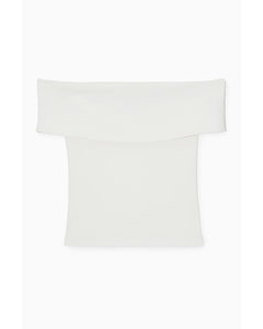 Off-the-shoulder Jersey Top White