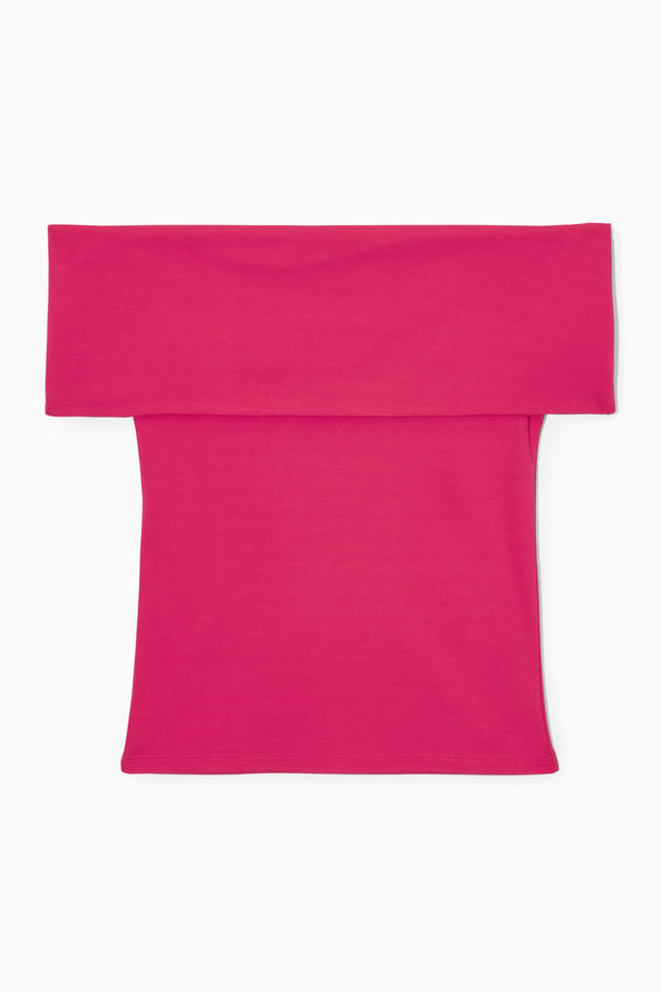 COS Off-the-shoulder Jersey Top Deep Pink