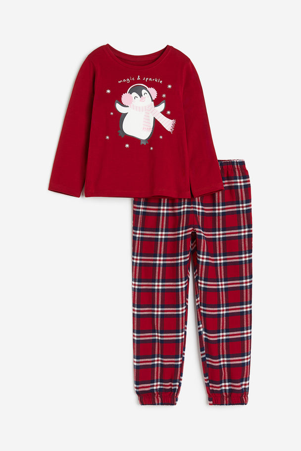 H&M Bedruckter Pyjama Rot/Kariert
