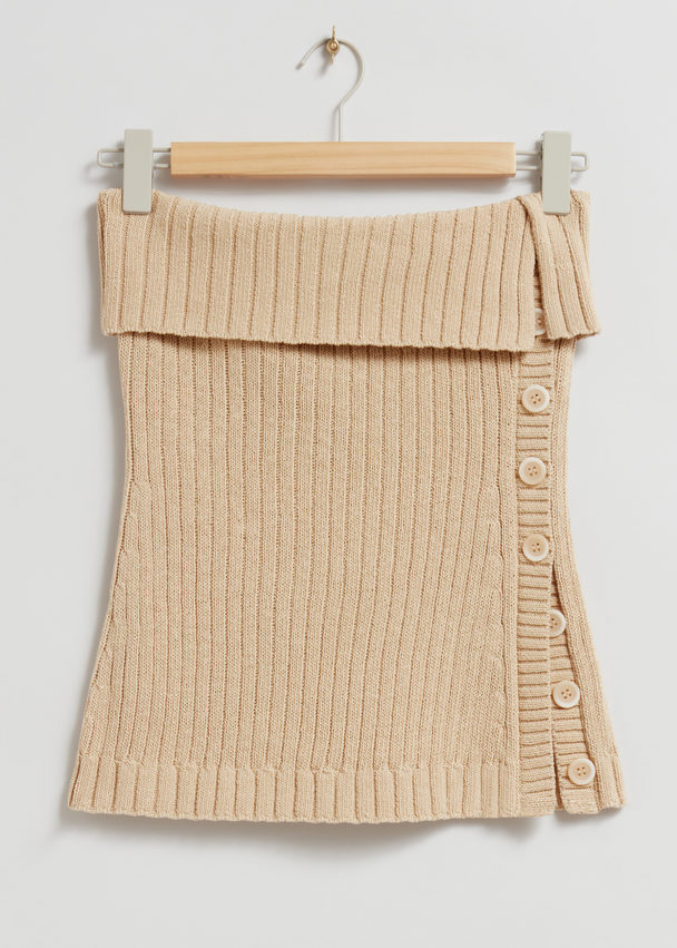& Other Stories Buttoned Tube Top Dusty Beige