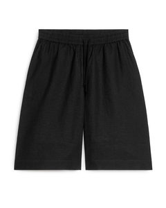 Leinen-Shorts Schwarz