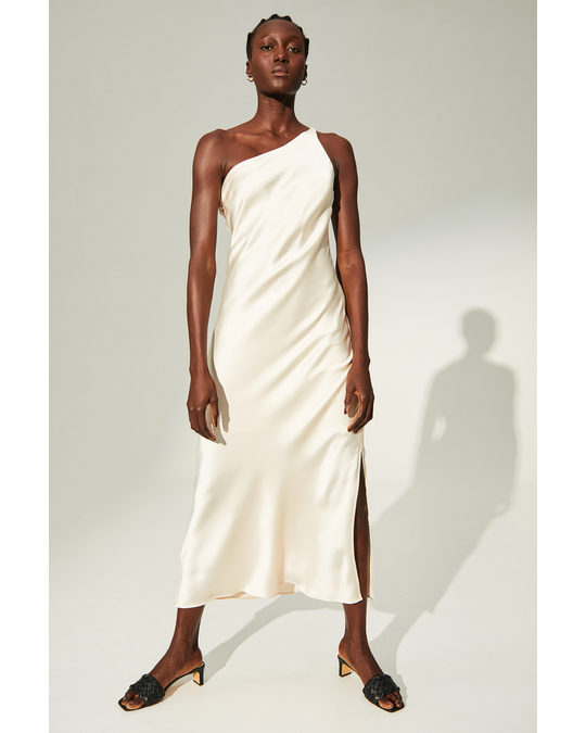 H&M One-shoulder Slip Dress Light Beige