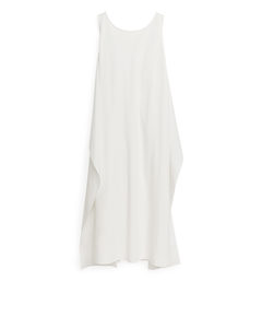 Poplin Detailed Jersey Dress White