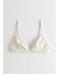Textured Triangle Bikini Top White