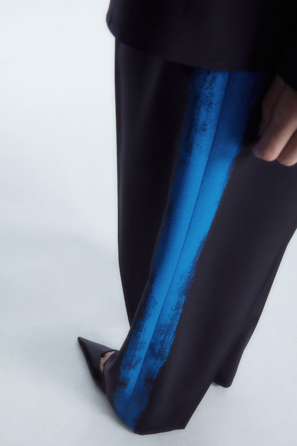 COS Painted Wool Straight-leg Trousers Navy / Bright Blue